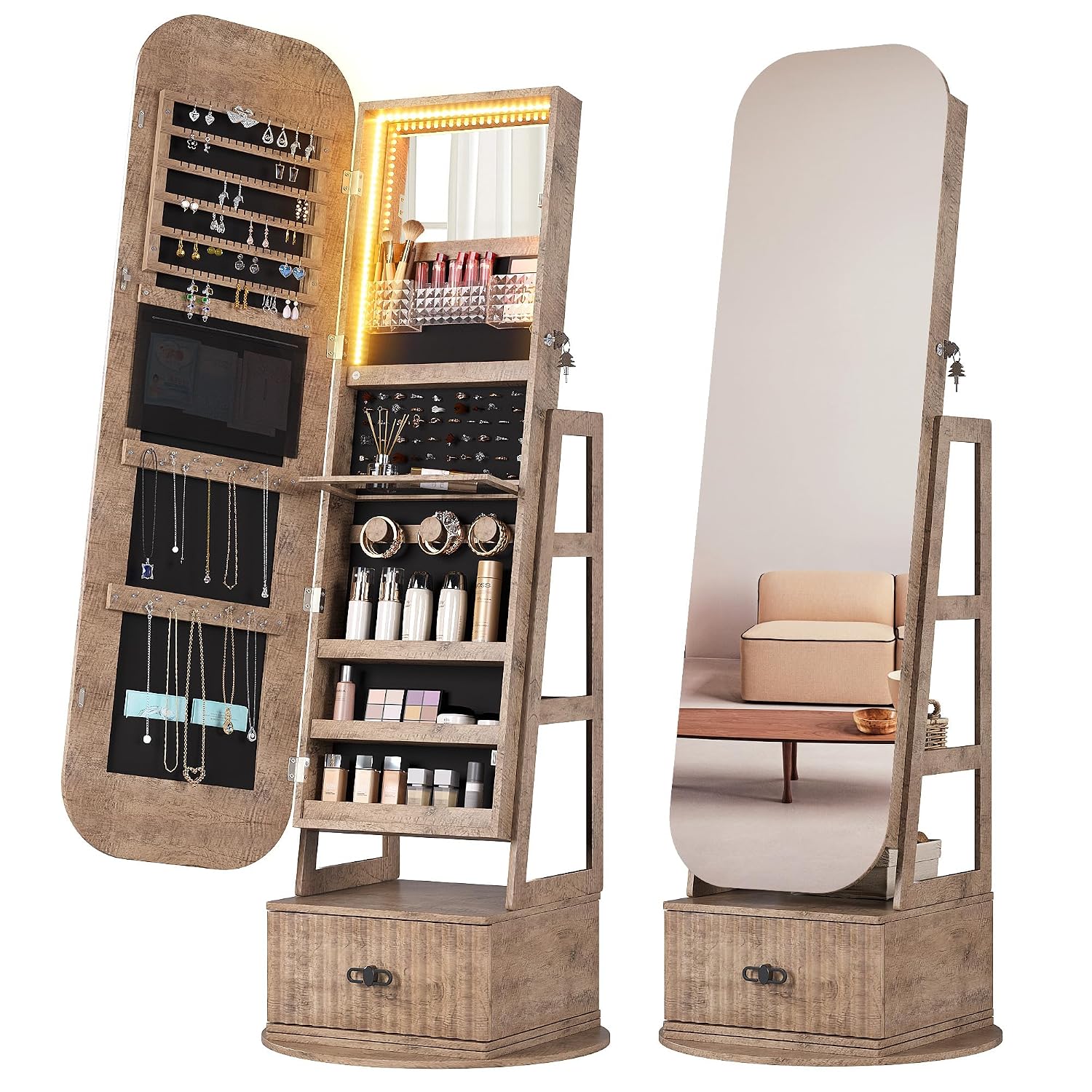 Full Length Mirror Jewelry Armoire - Organizadores de armário para joias com