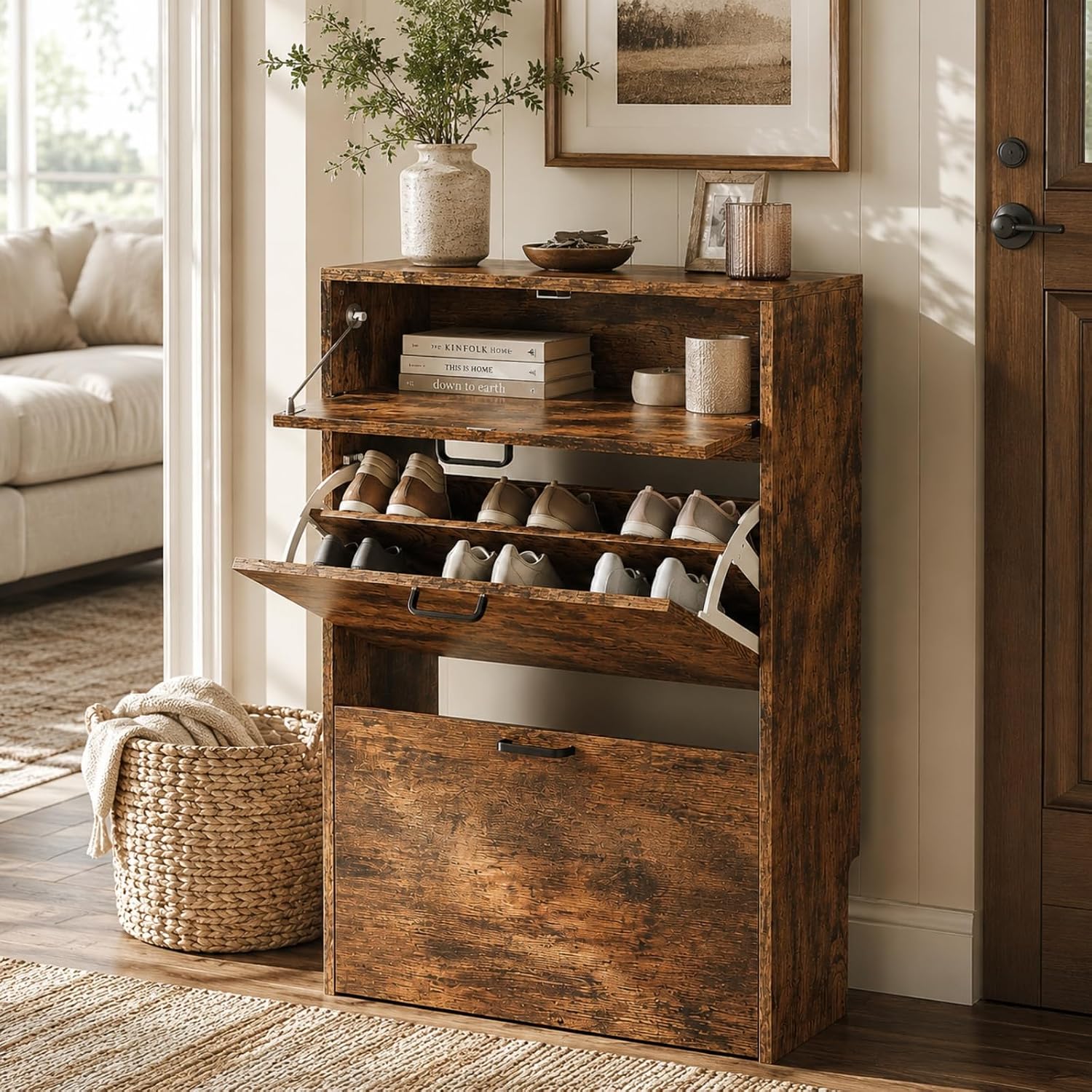 Shoe Rack Cabinet Narrow Entryway - # Armário de Sapatos Slim com