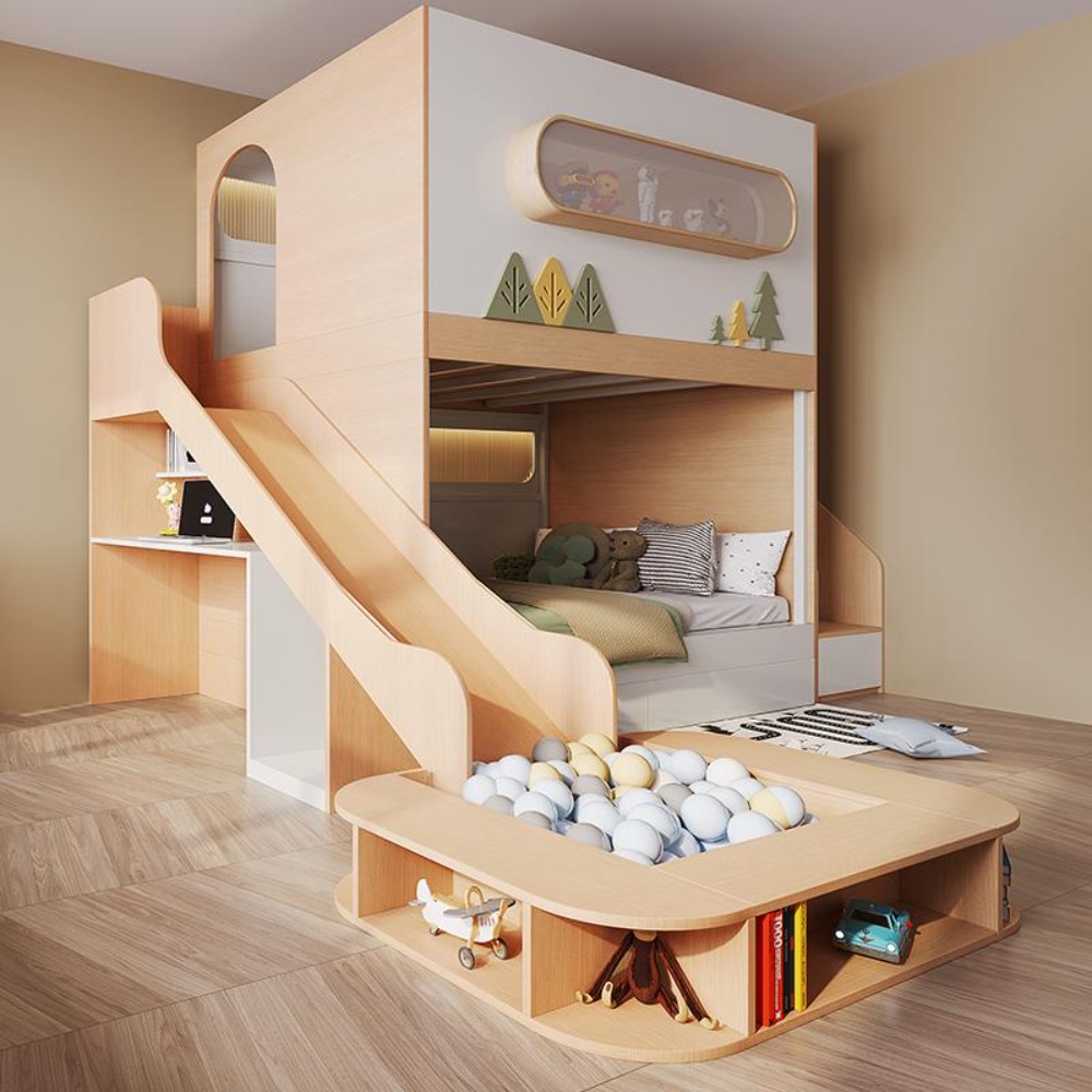Bunk Bed With Stairs And Slide - Cama Alta e Baixa com Escorregador