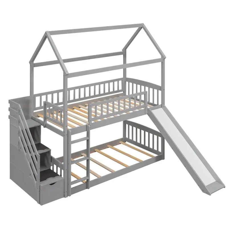 Cama de casal infantil em made - Bunk Bed With Stairs And Slide avaliação e preço