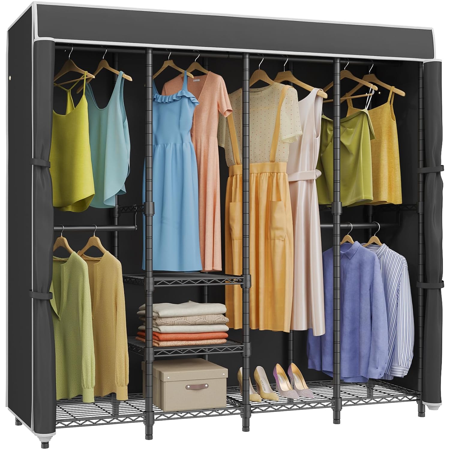 Arara de Roupa Média com Capa, - Wardrobe Closet Portable Fabric Cover avaliação e preço