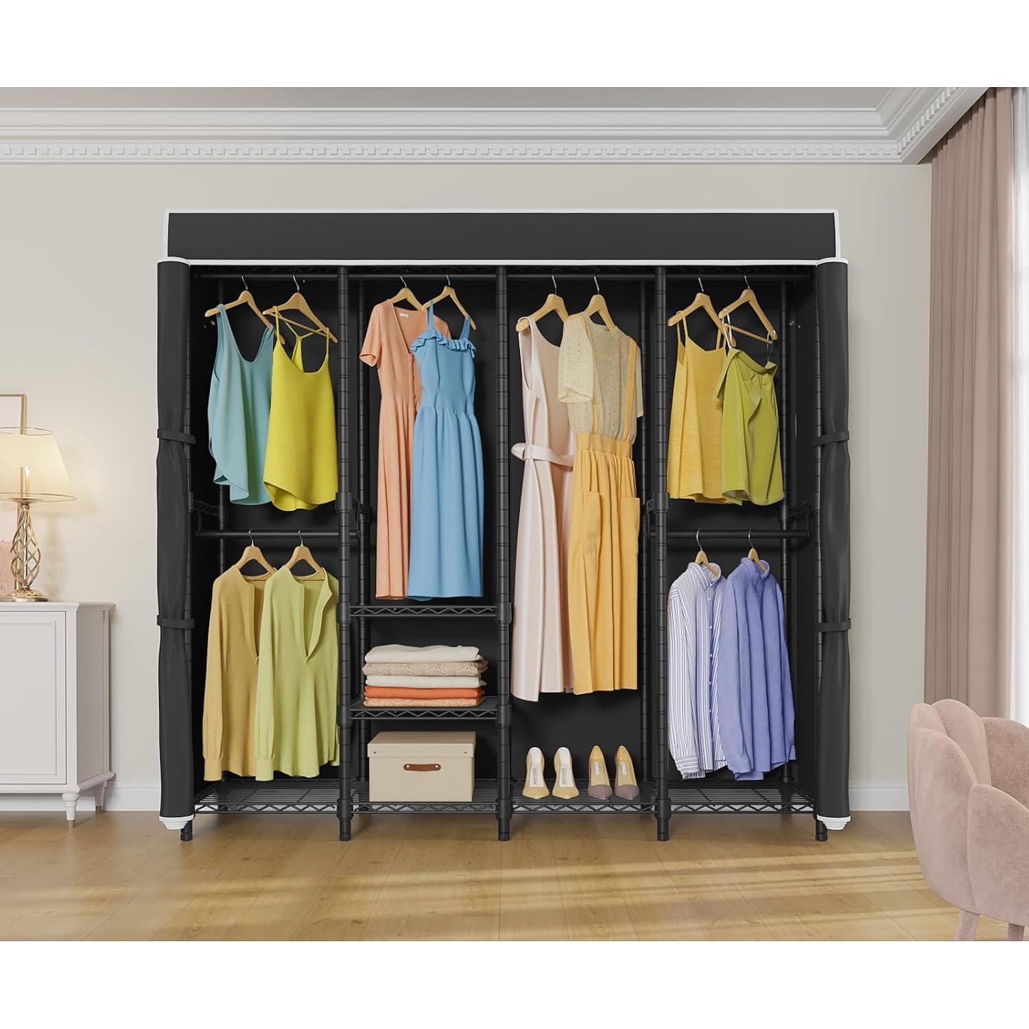 Arara de Roupa Média com Capa, - Wardrobe Closet Portable Fabric Cover avaliação e preço