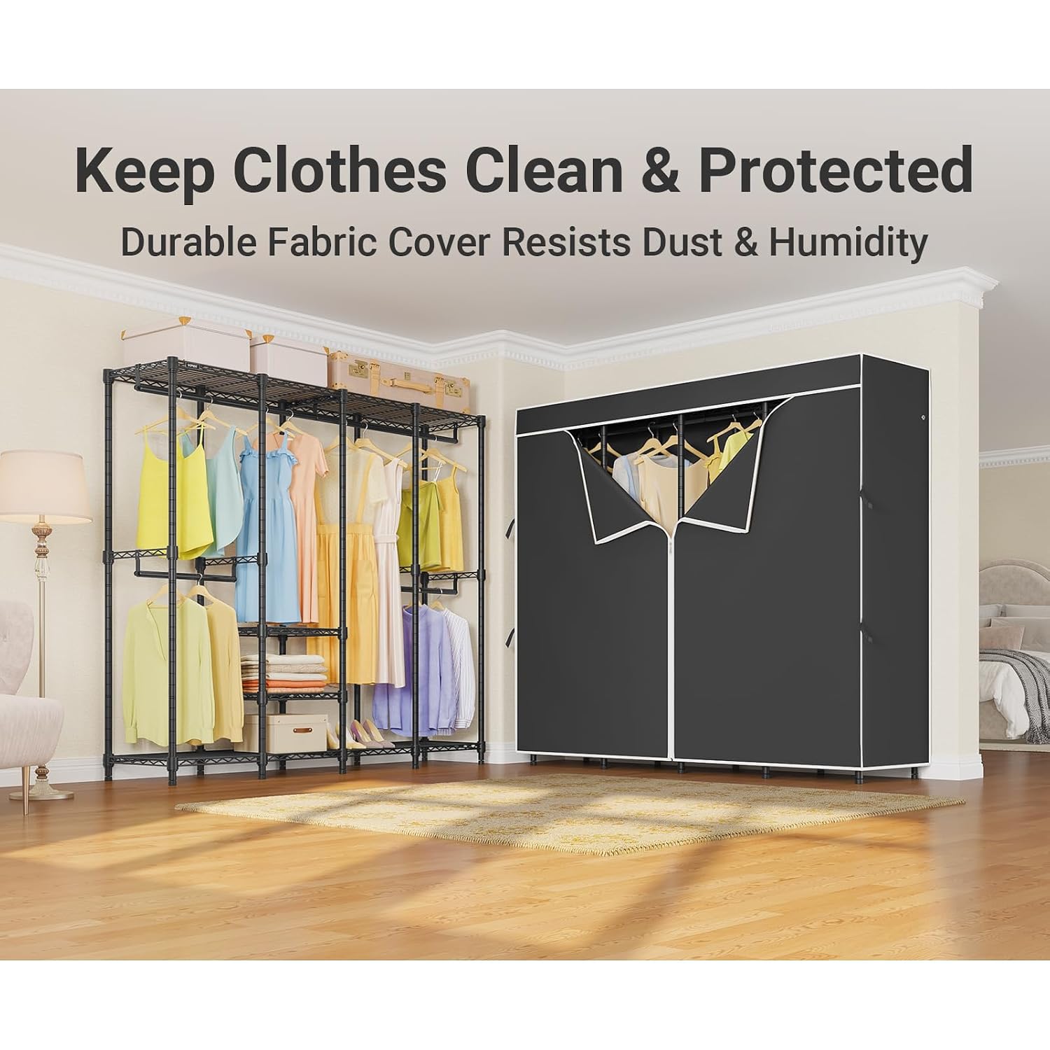 Arara de Roupa Média com Capa, - Wardrobe Closet Portable Fabric Cover avaliação e preço