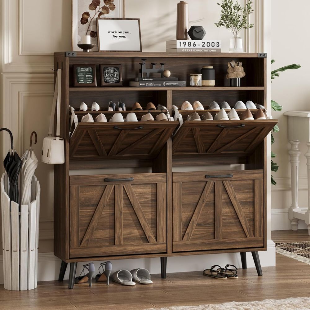Armário de Sapatos com 4 Gavet - Shoe Rack Cabinet Narrow Entryway avaliação e preço