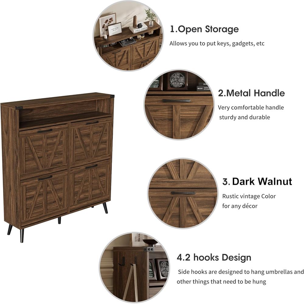 Armário de Sapatos com 4 Gavet - Shoe Rack Cabinet Narrow Entryway avaliação e preço