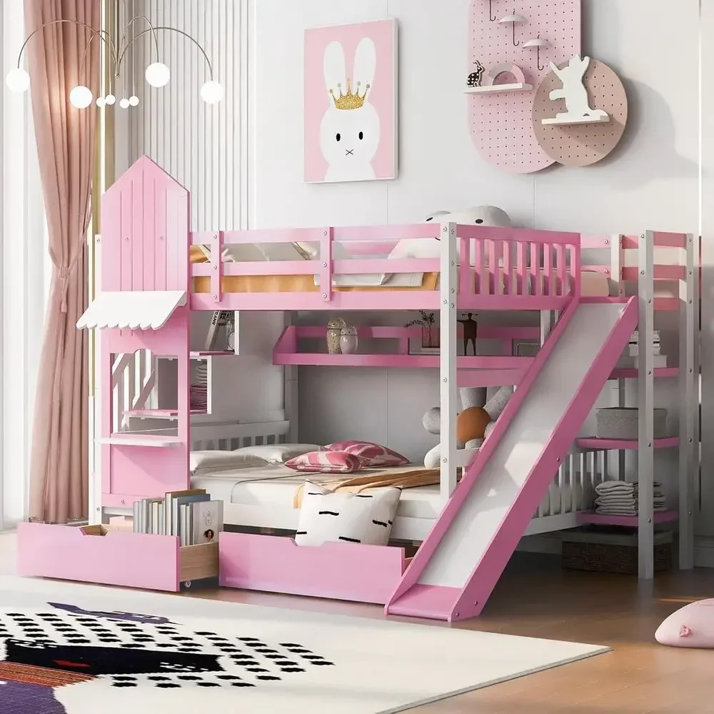 Beliche infantil com escadas,  - Bunk Bed With Stairs And Slide avaliação e preço