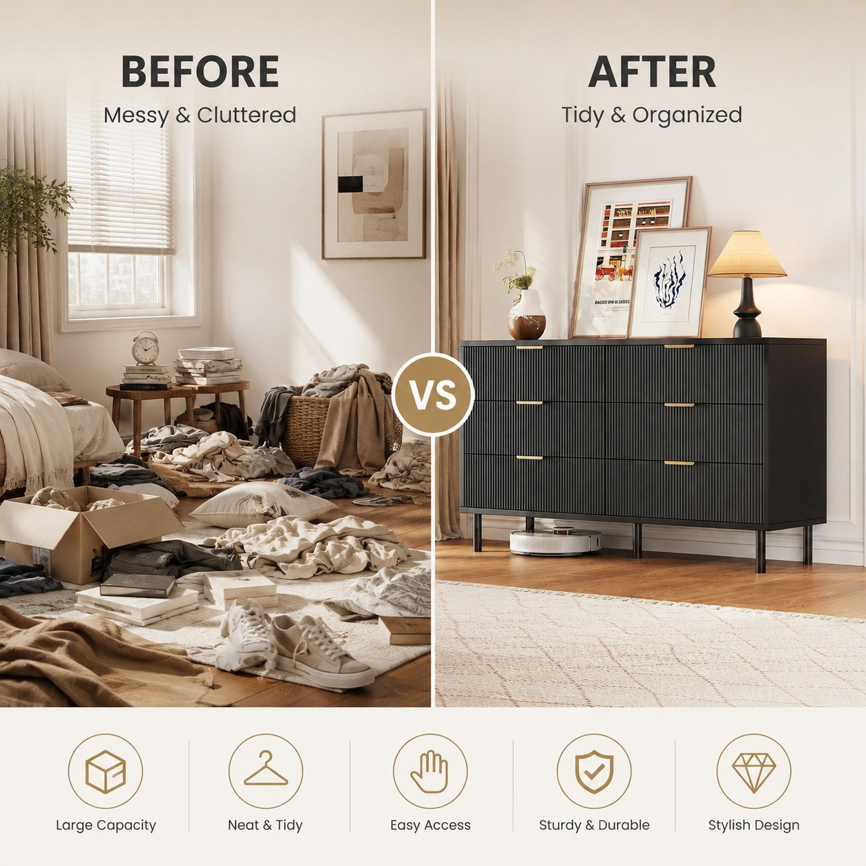 Cômoda com 6 Gavetas e Pernas  - Bedroom Furniture avaliação e preço