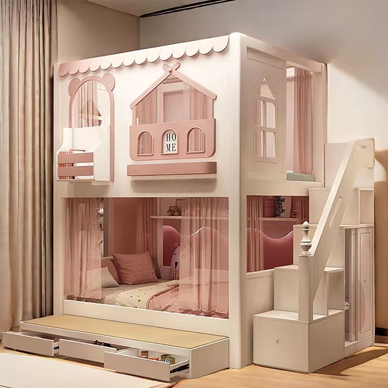 Cama infantil beliche de princ - Bunk Bed With Stairs And Slide avaliação e preço