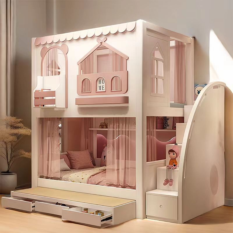 Cama infantil beliche de princ - Bunk Bed With Stairs And Slide avaliação e preço