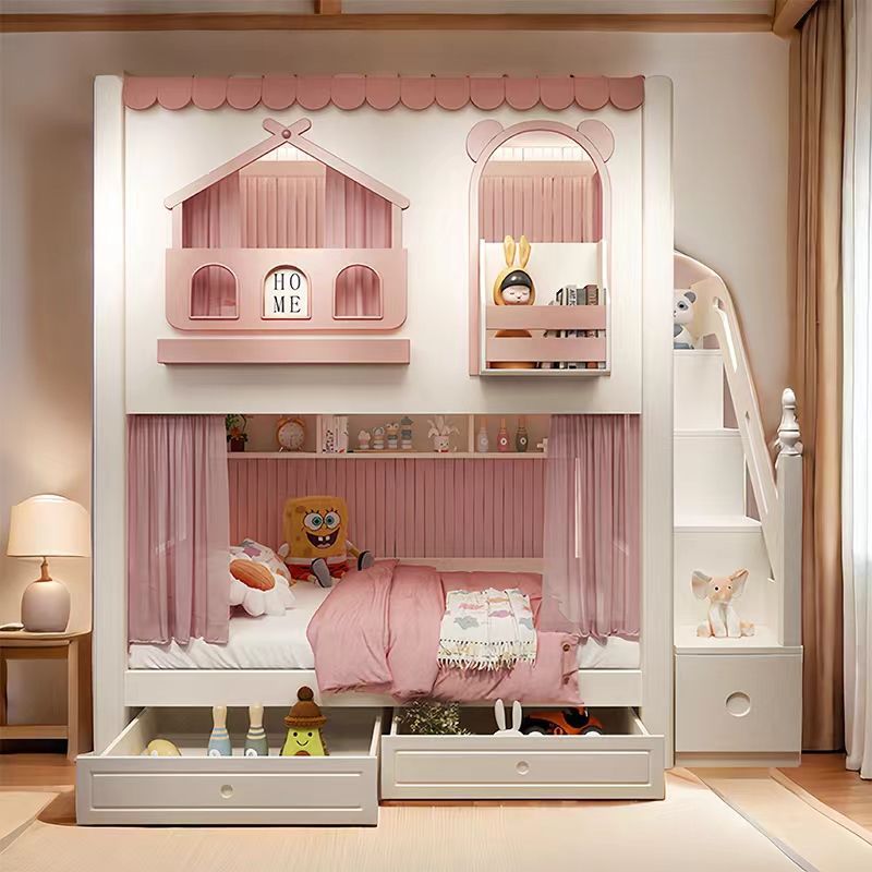 Cama infantil beliche de princ - Bunk Bed With Stairs And Slide avaliação e preço