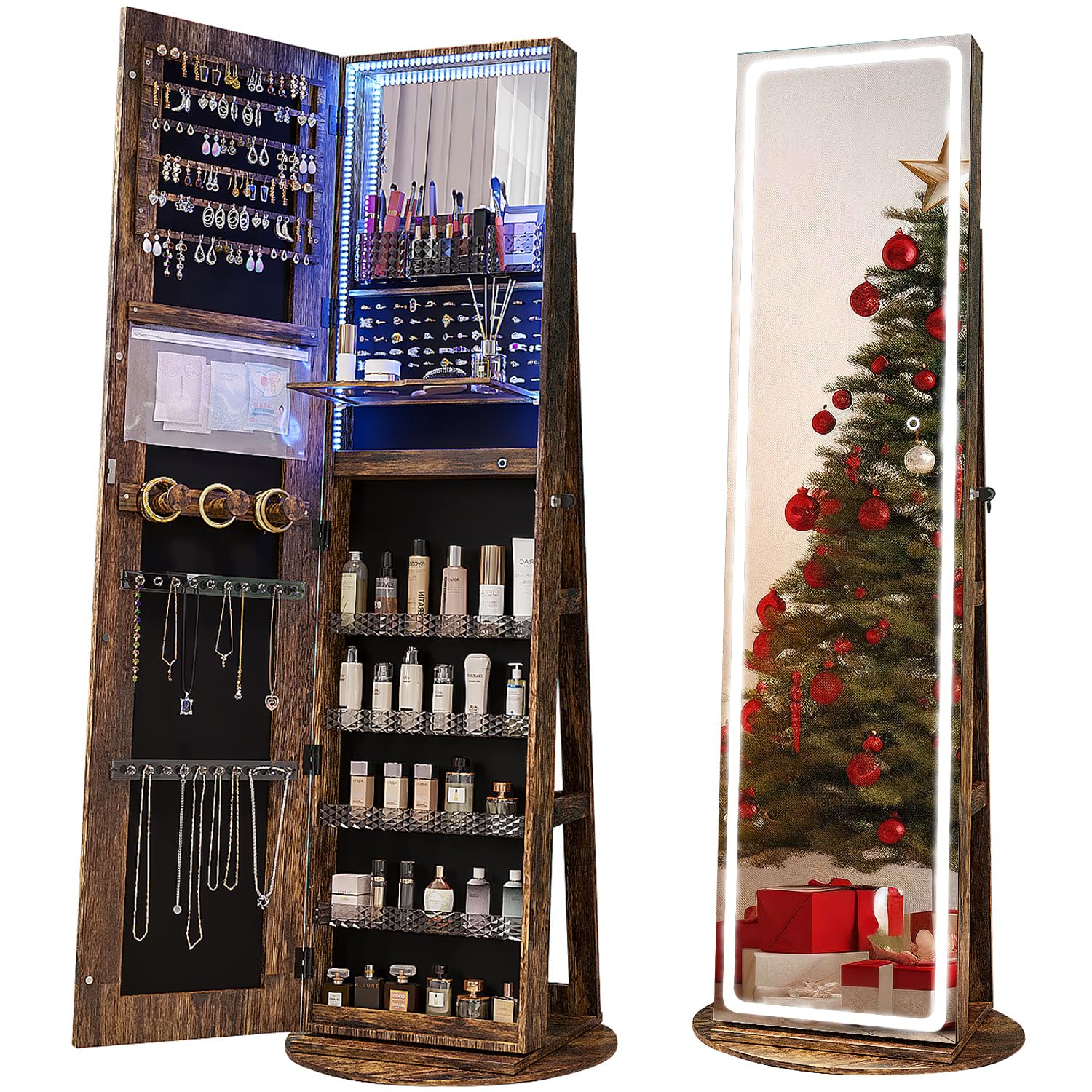 Espelho de joias com LED girat - Full Length Mirror Jewelry Armoire avaliação e preço
