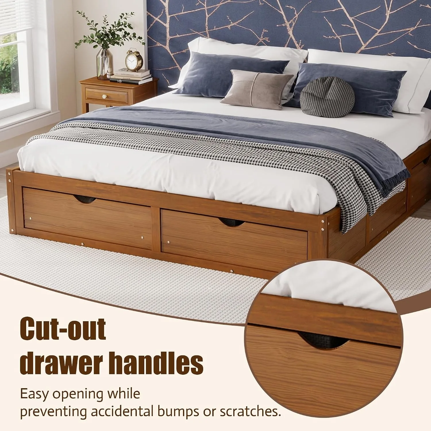 Estrutura de cama de plataform - King Size Bed Frame With Storage Drawers avaliação e preço