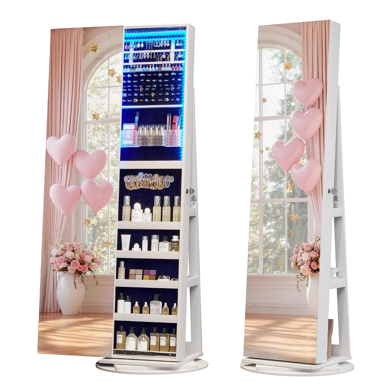 360 °   Armário de joias com e - Full Length Mirror Jewelry Armoire avaliação e preço