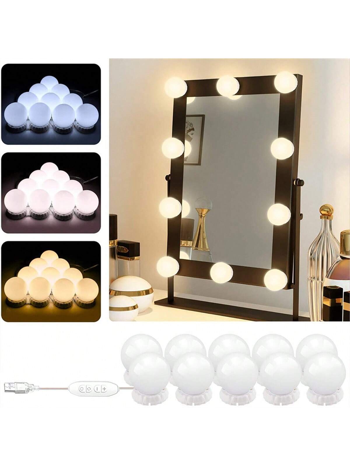 Novas Lâmpadas Destacáveis par - Dressing Table Vanity With Lighted Mirror avaliação e preço