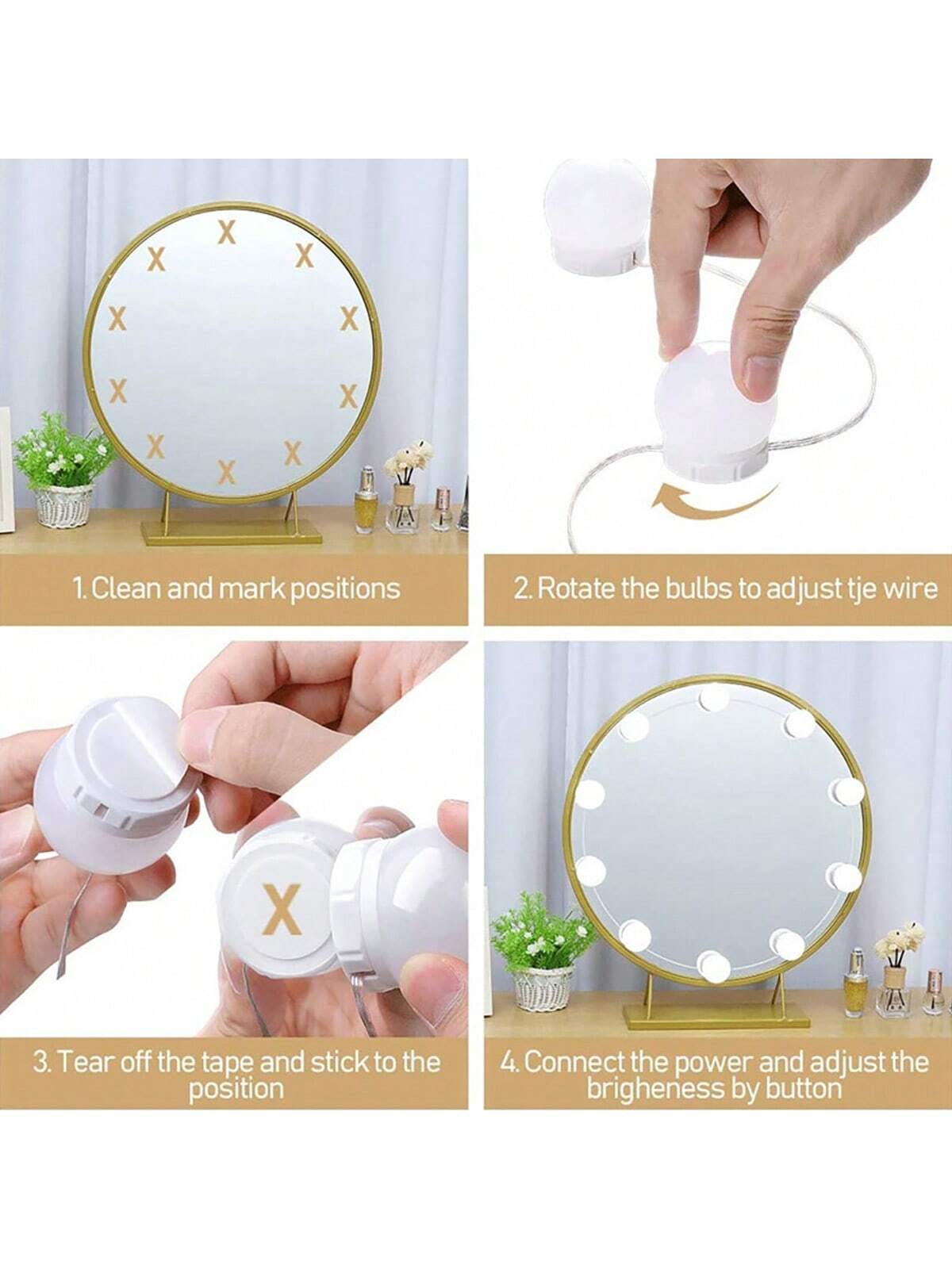Novas Lâmpadas Destacáveis par - Dressing Table Vanity With Lighted Mirror avaliação e preço